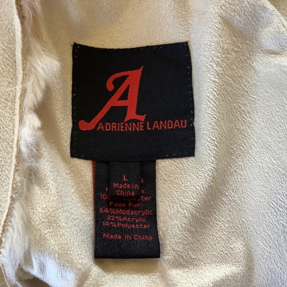 Adrienne Landau Reversible Faux Fur Shearling Coat Ivory Large - Picture 13 of 14